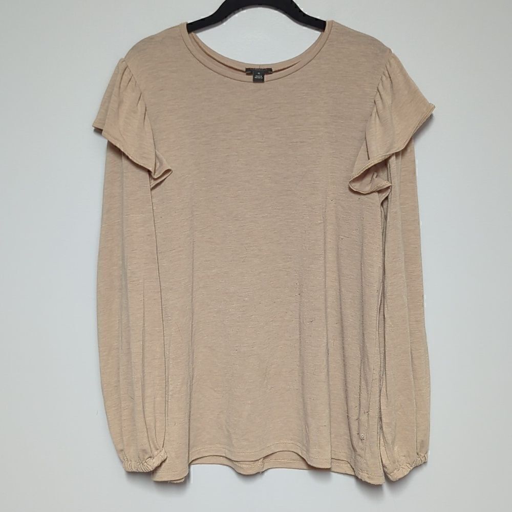 Ann Taylor Factory Camel Long Sleeve Blouse